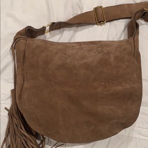 ALC Suede Jackson Messenger Bag in Taupe